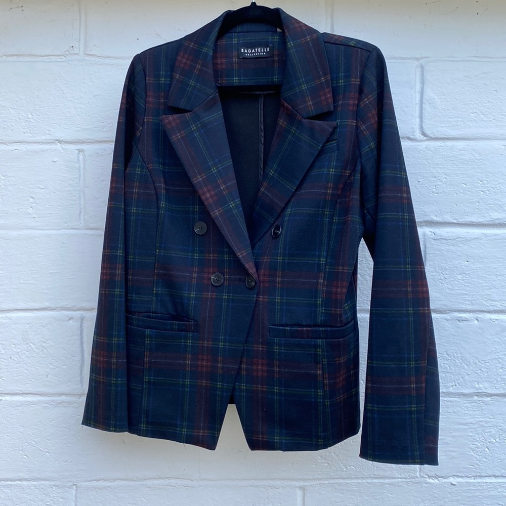 Plaid jersey blazer | size L
